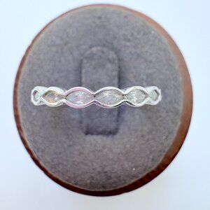 Marquise Cut Cubic Zirconia Ring VTG Solid Sterling Silver 925 Size 9.75